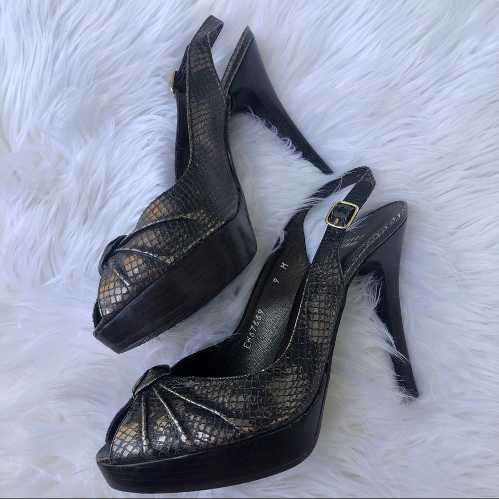 Stuart Weitzman Snakeskin Peep Toe Heels